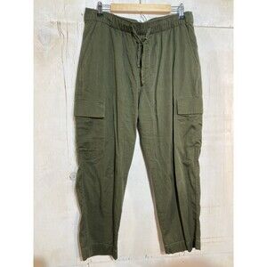 Gap Easy Pants Cargo Womens Size Large Olive Night Green Elastic Pull On Barrel